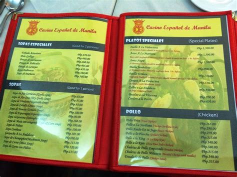 casino español de Manila menu